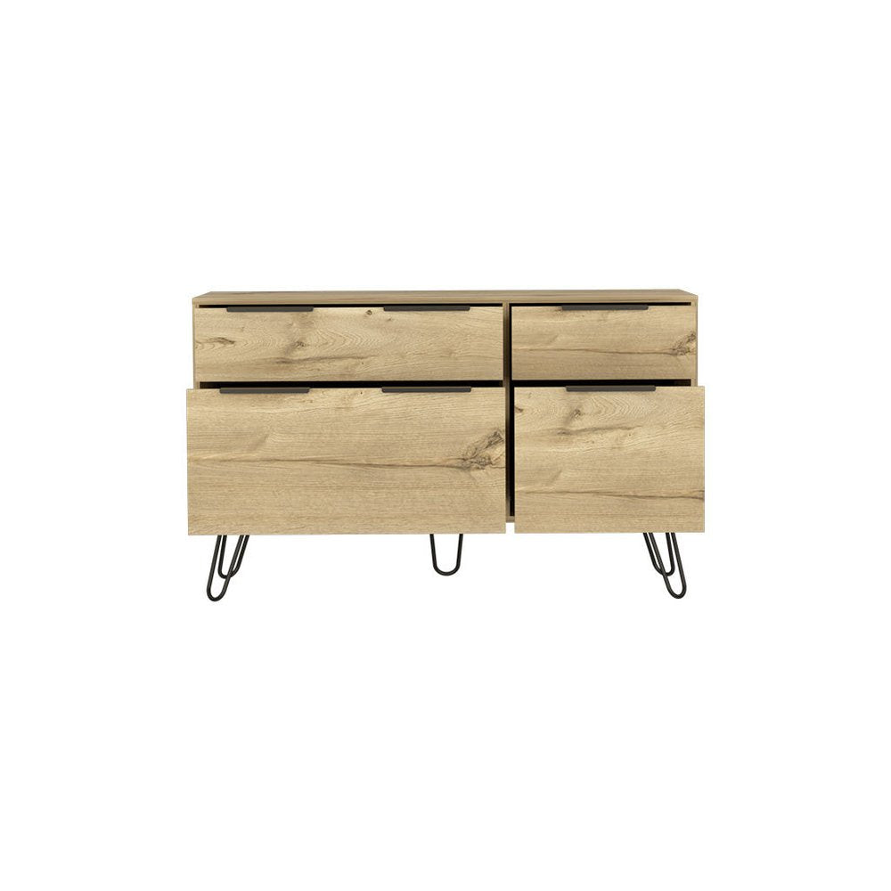 47" Natural Wood Four Drawer Double Dresser — view 2