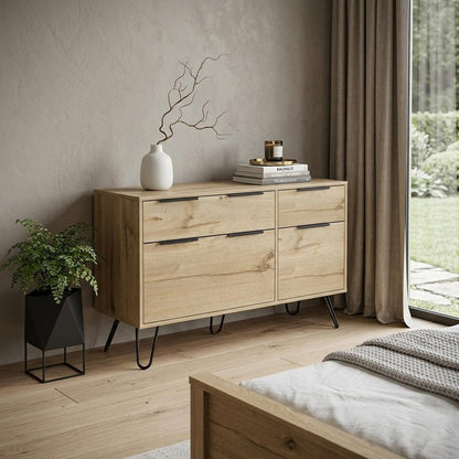 47" Natural Wood Four Drawer Double Dresser HomeRoots