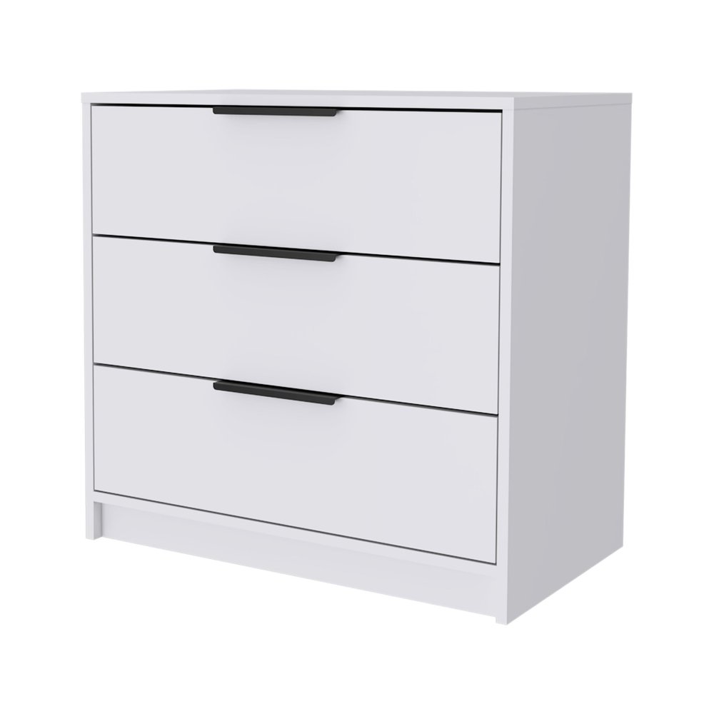 28" White Wood Three Drawer Dresser — view 7