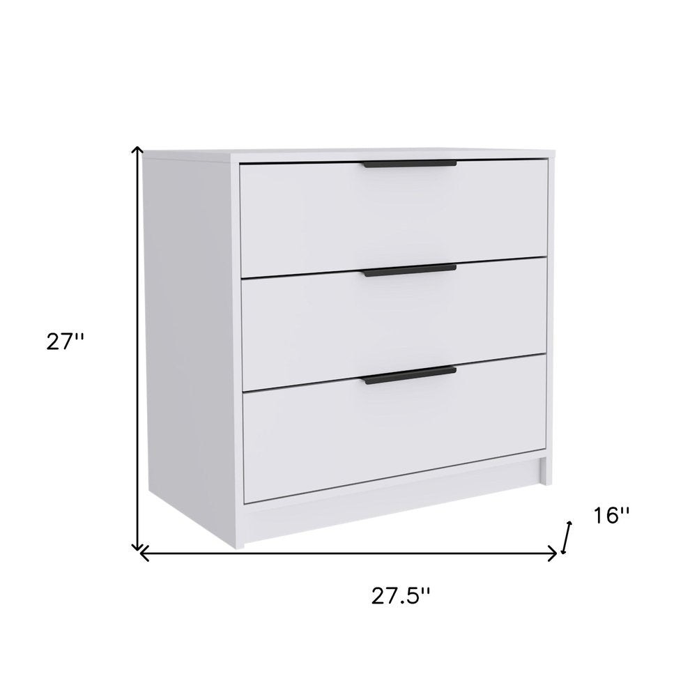 28" White Wood Three Drawer Dresser — view 8