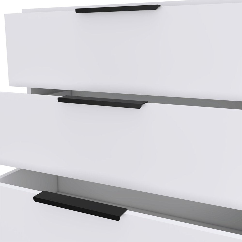 28" White Wood Three Drawer Dresser — view 3