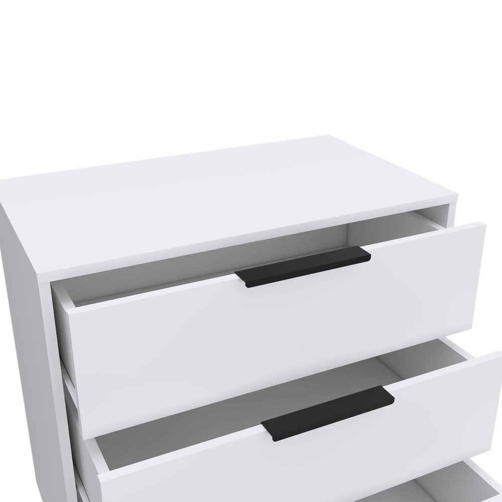28" White Wood Three Drawer Dresser — view 4