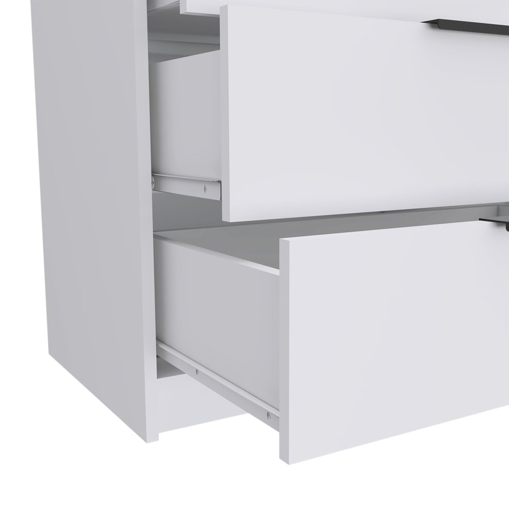 28" White Wood Three Drawer Dresser — view 5