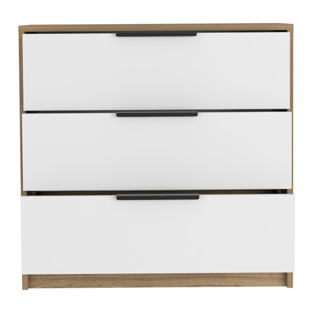 28" Natural And White Wood Three Drawer Dresser — view 4