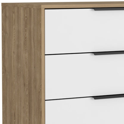 28" Natural And White Wood Three Drawer Dresser