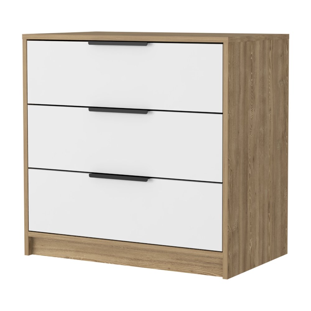 28" Natural And White Wood Three Drawer Dresser — view 6