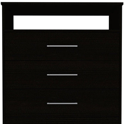 31" Black Wood Four Drawer Dresser