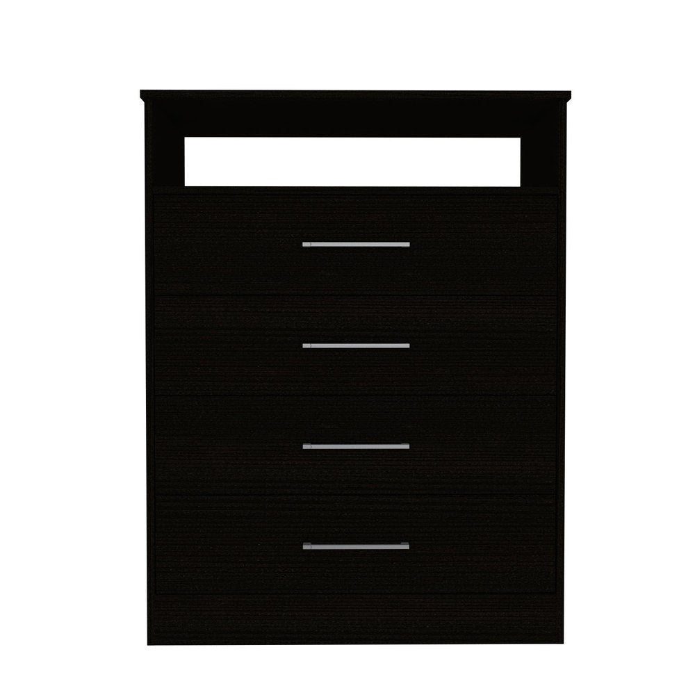31" Black Wood Four Drawer Dresser — view 1