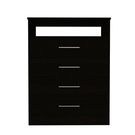 31" Black Wood Four Drawer Dresser