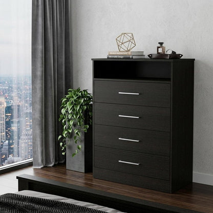 31" Black Wood Four Drawer Dresser HomeRoots