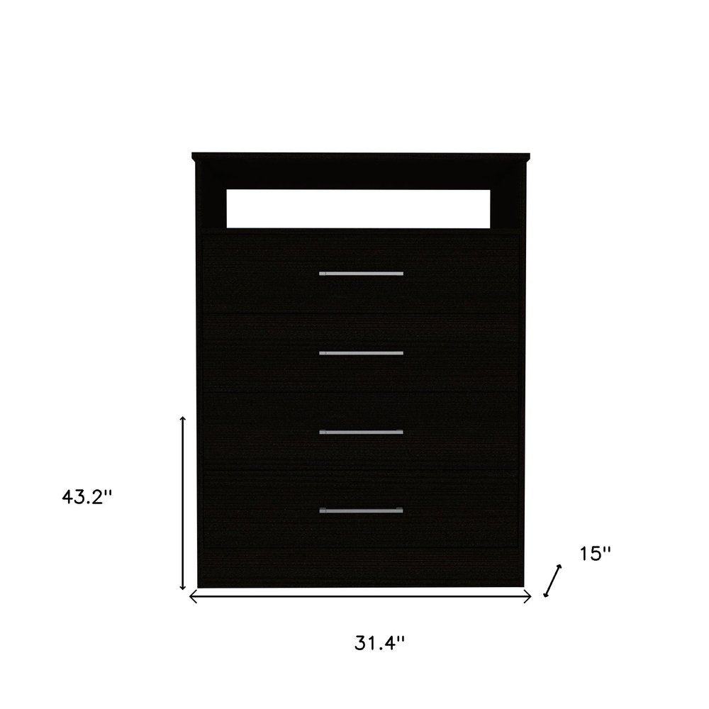 31" Black Wood Four Drawer Dresser