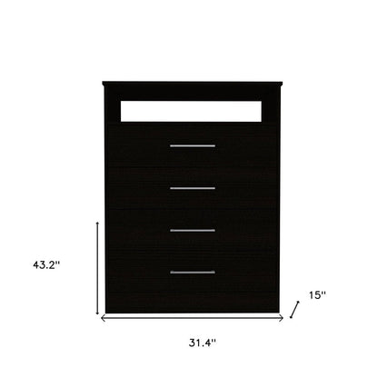 31" Black Wood Four Drawer Dresser HomeRoots