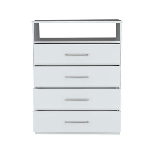 31" White Wood Four Drawer Dresser
