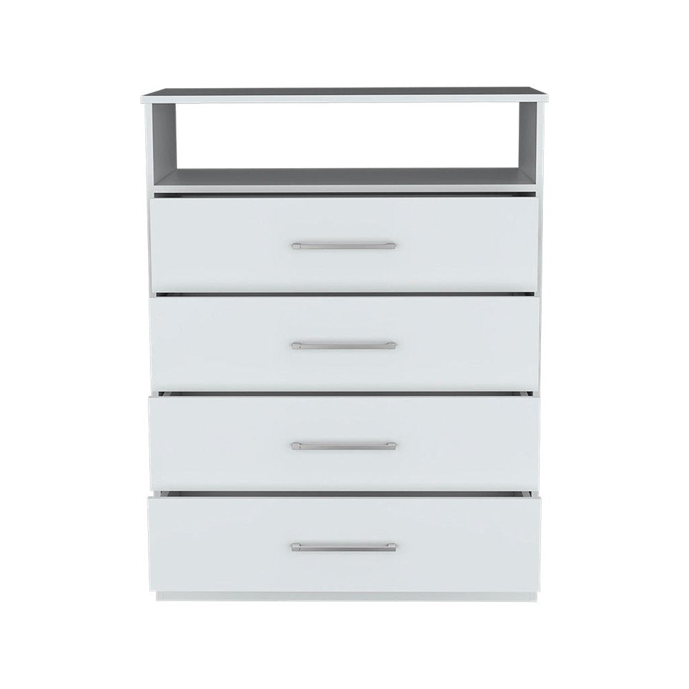 31" White Wood Four Drawer Dresser — view 1