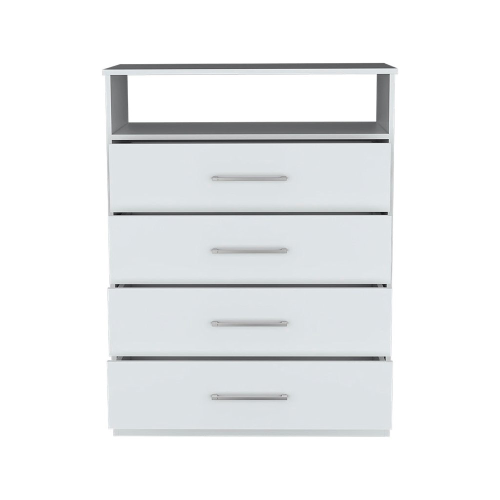 31" White Wood Four Drawer Dresser
