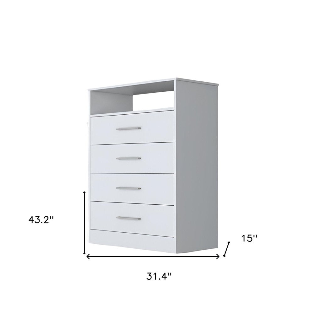 31" White Wood Four Drawer Dresser — view 4
