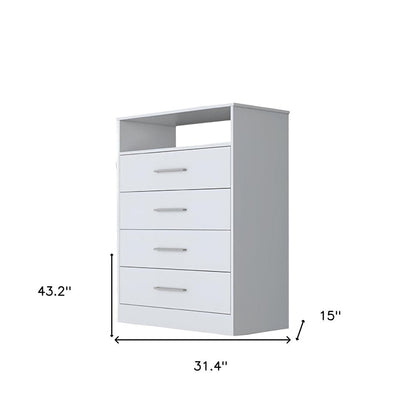 31" White Wood Four Drawer Dresser HomeRoots
