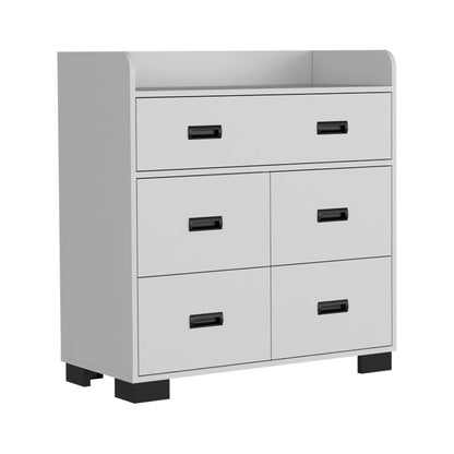 34" White Wood Five Drawer Dresser HomeRoots