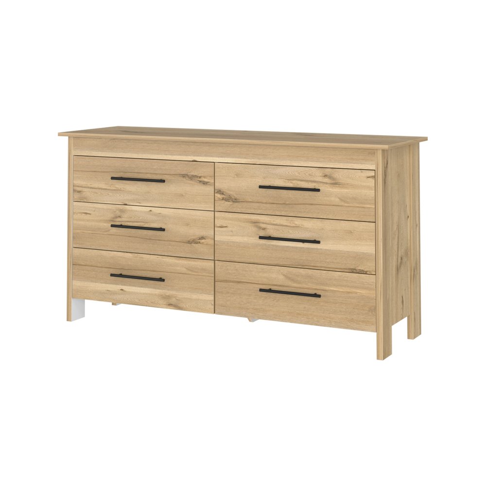 59" Natural Wood Six Drawer Double Dresser — view 8