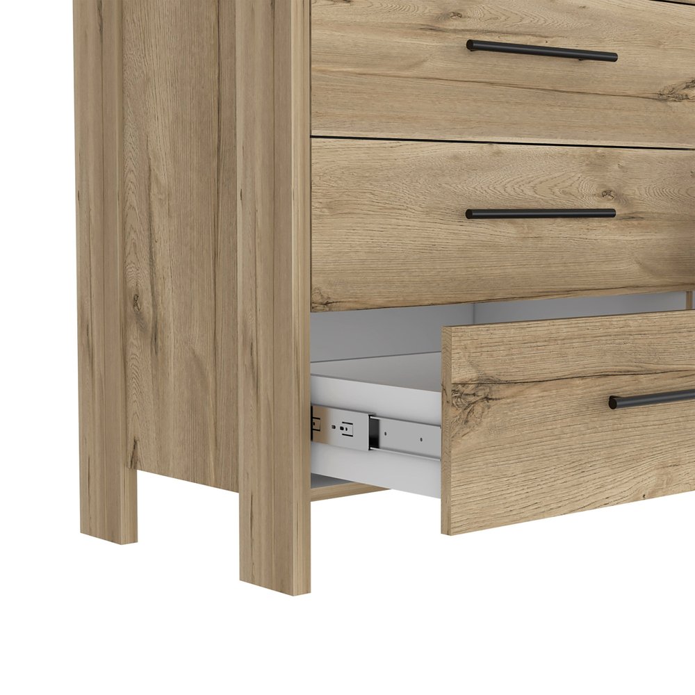 59" Natural Wood Six Drawer Double Dresser — view 4