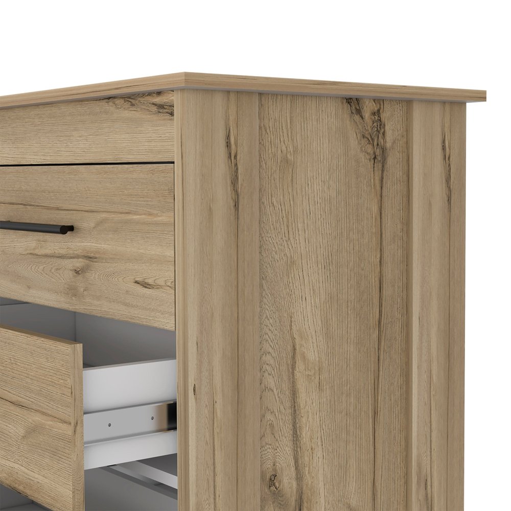 59" Natural Wood Six Drawer Double Dresser — view 5