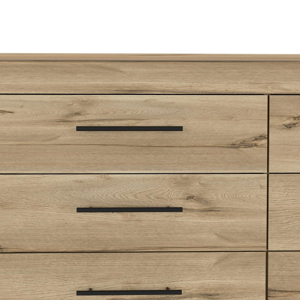59" Natural Wood Six Drawer Double Dresser — view 6