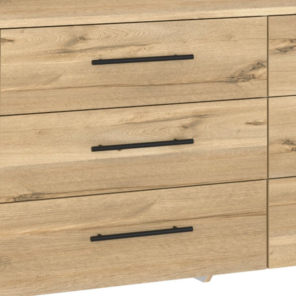 59" Natural Wood Six Drawer Double Dresser — view 7