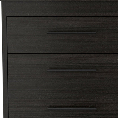 59" Black Wood Six Drawer Double Dresser