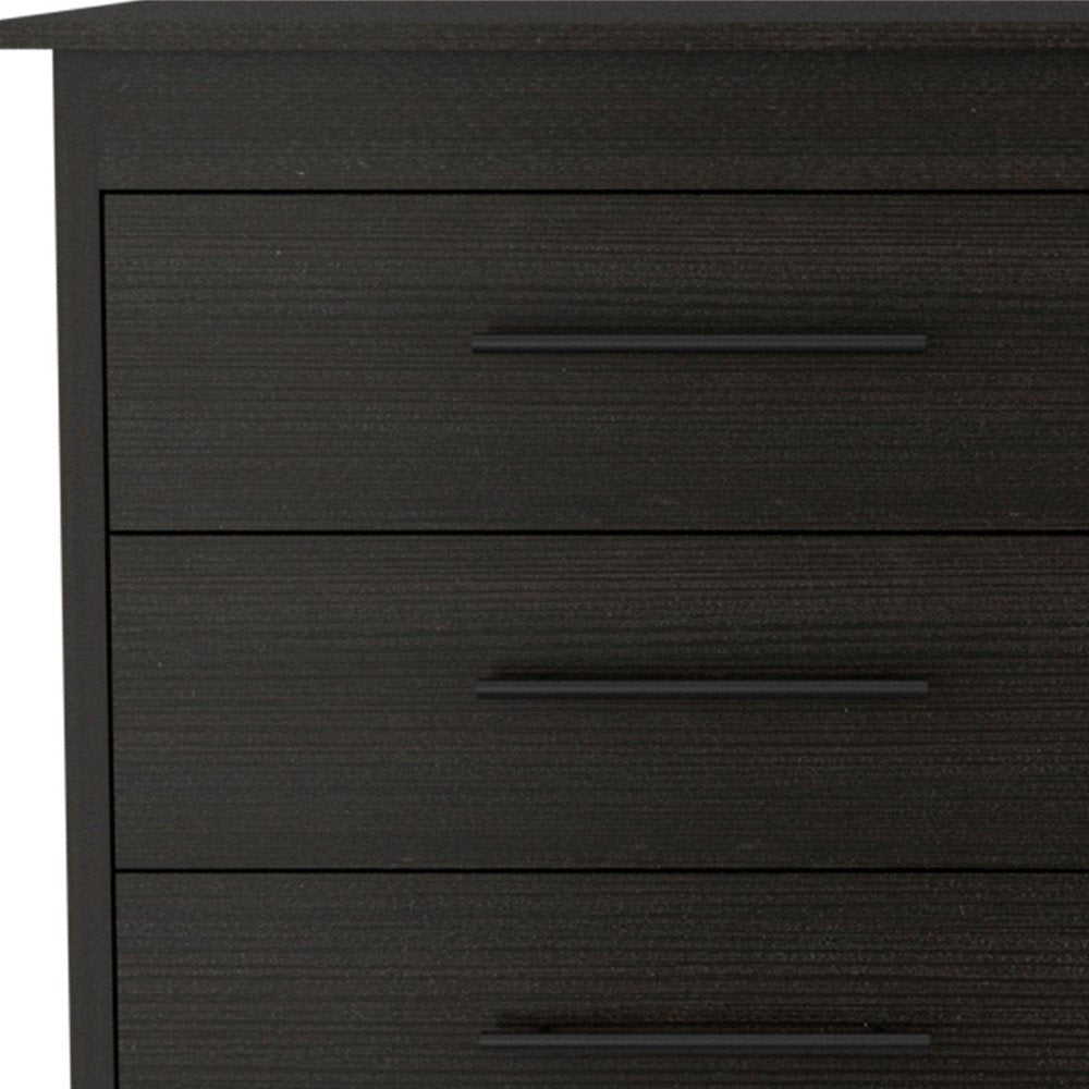 59" Black Wood Six Drawer Double Dresser — view 5