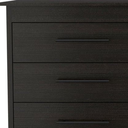 59" Black Wood Six Drawer Double Dresser