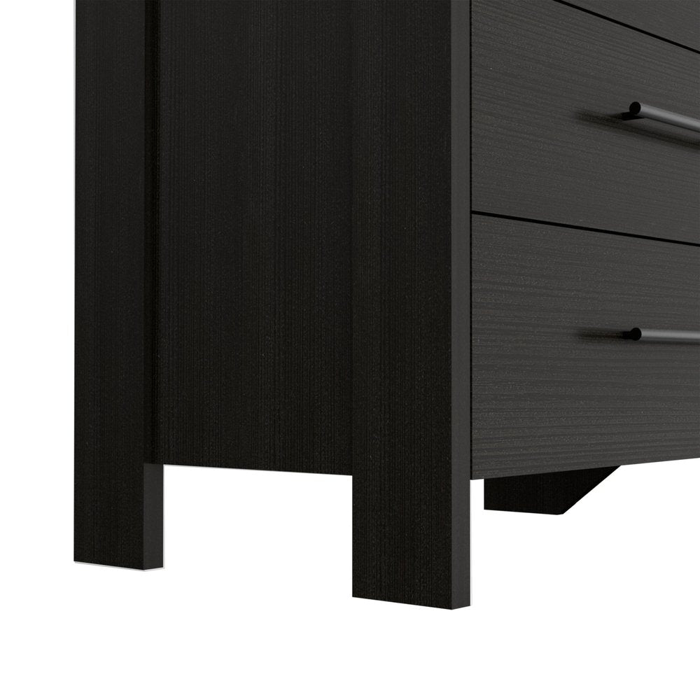 59" Black Wood Six Drawer Double Dresser — view 2