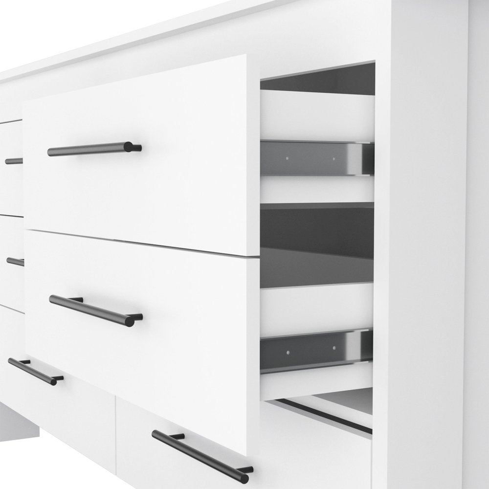 59" White Wood Six Drawer Double Dresser — view 2