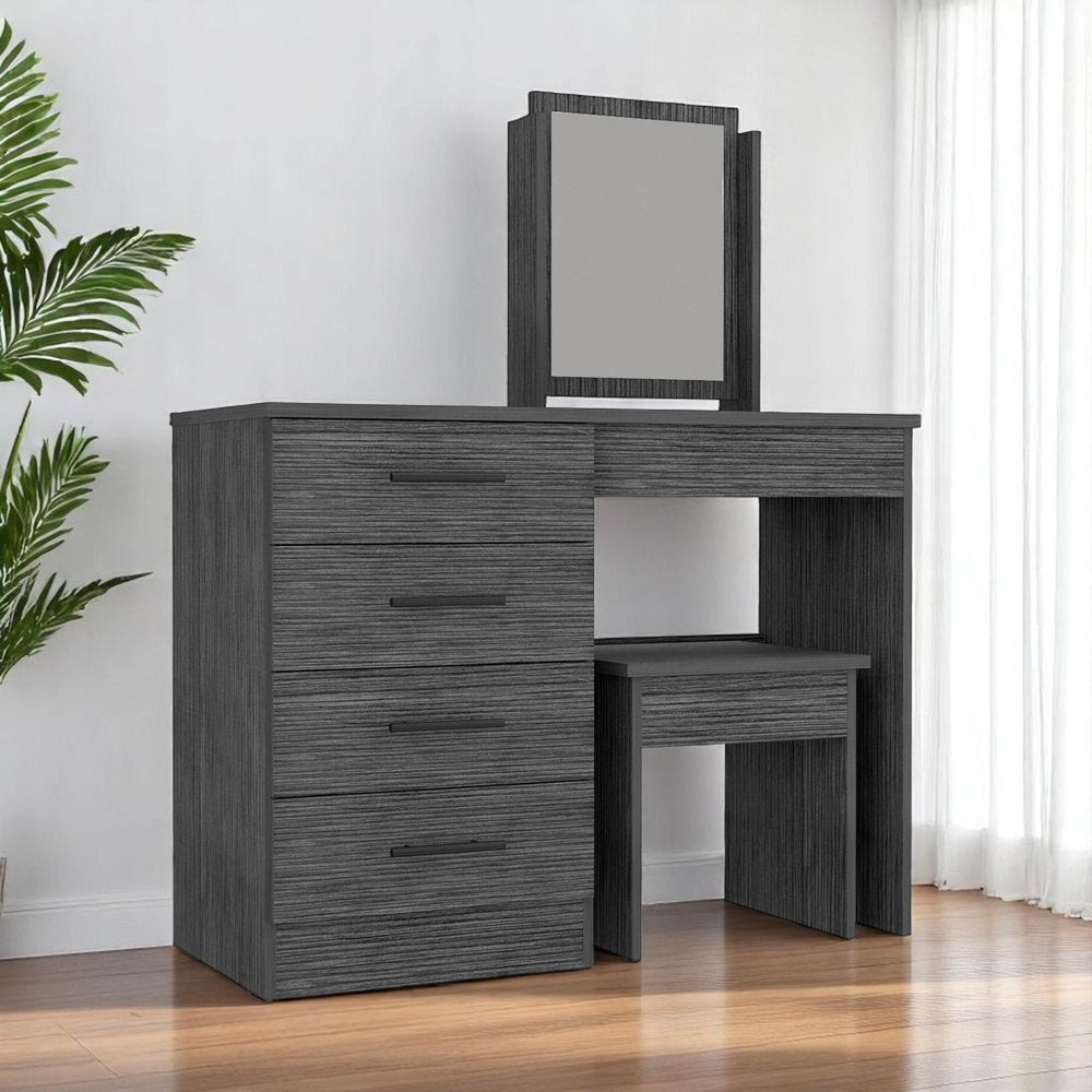 39" Gray Wood Four Drawer Vanity Table — view 6
