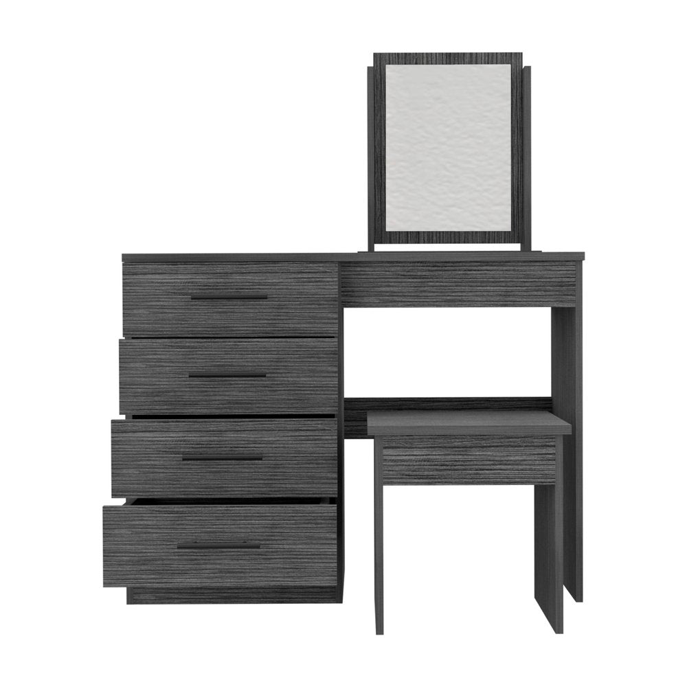 39" Gray Wood Four Drawer Vanity Table — view 2
