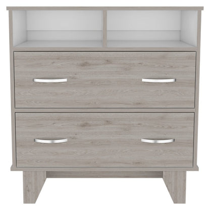 32" Light Gray Wood Two Drawer Dresser