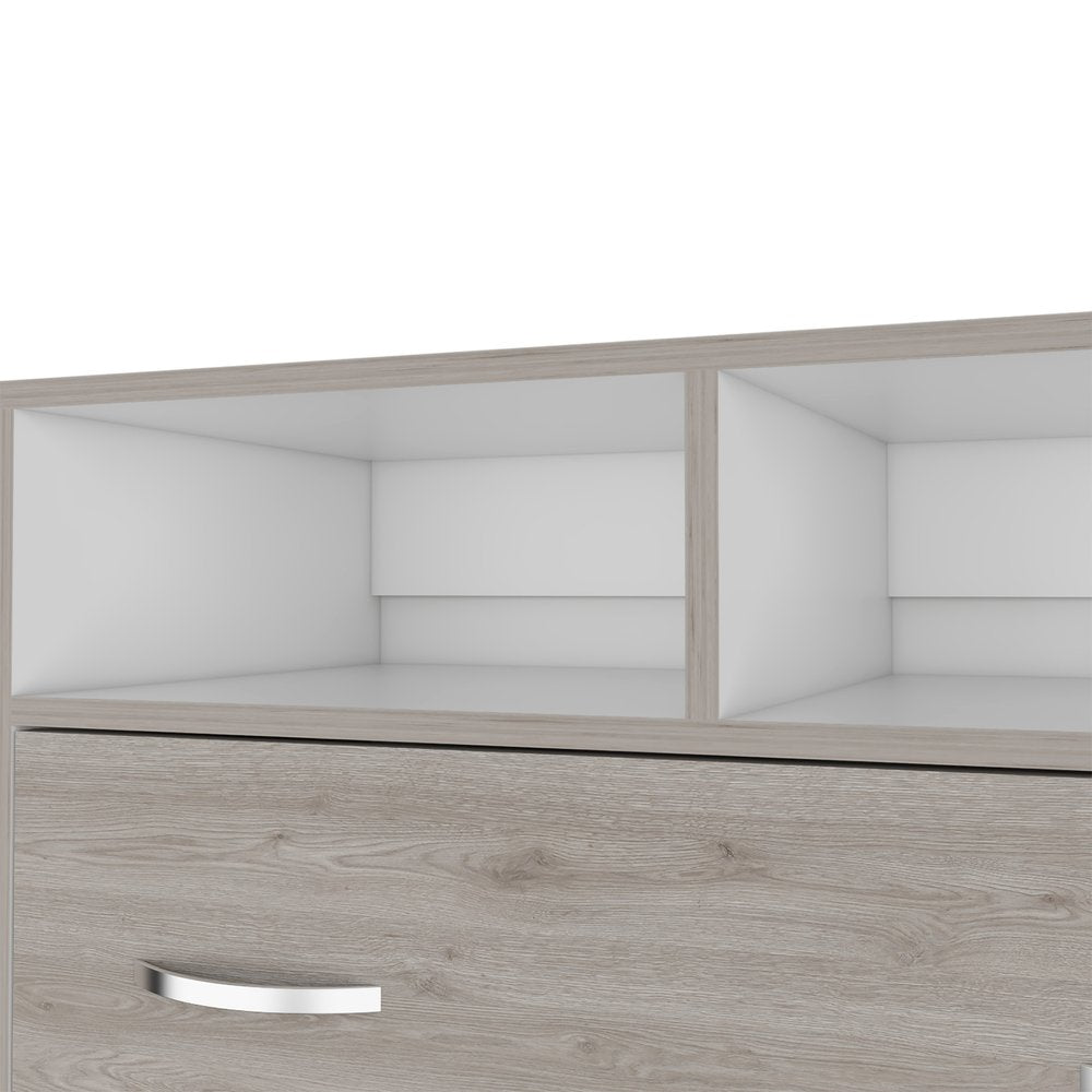 32" Light Gray Wood Two Drawer Dresser — view 3