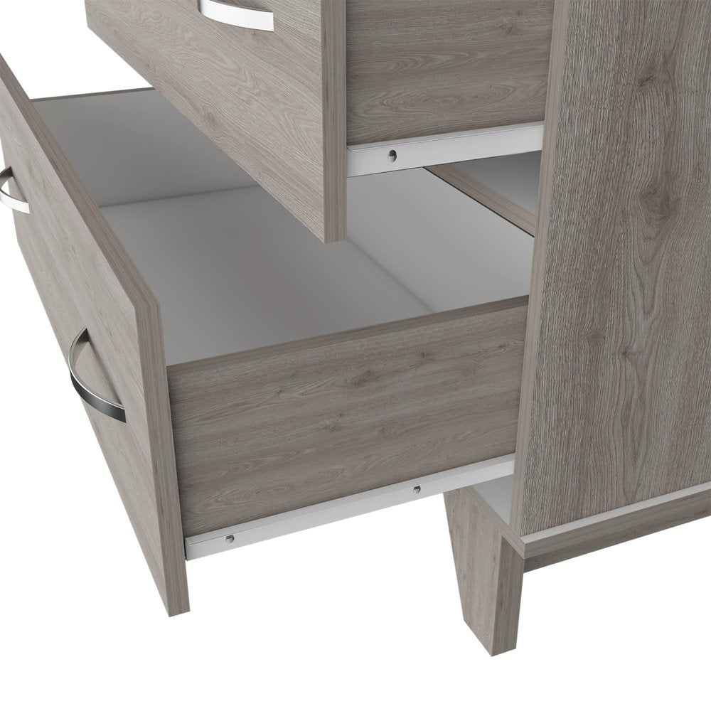 32" Light Gray Wood Two Drawer Dresser — view 4