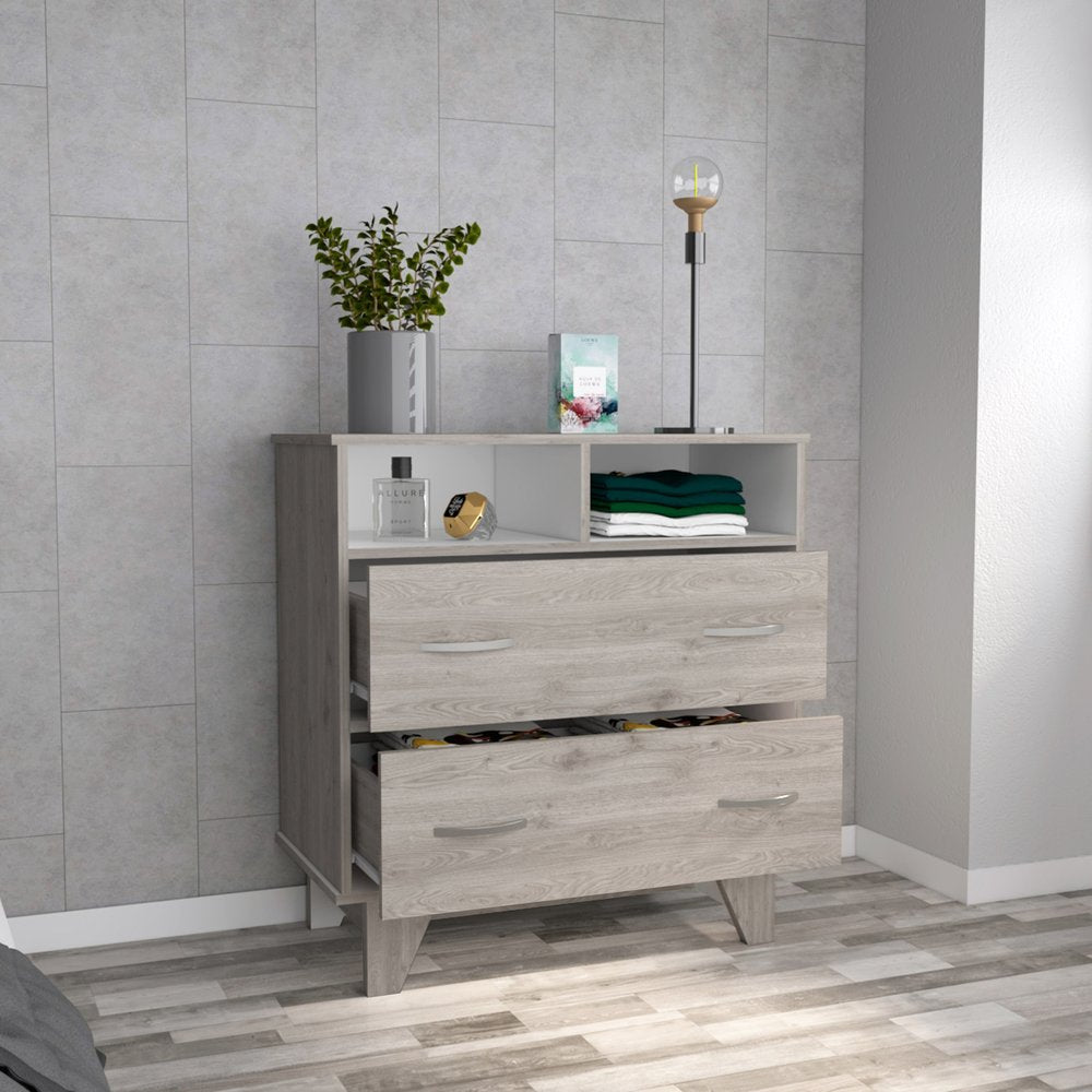 32" Light Gray Wood Two Drawer Dresser — view 6