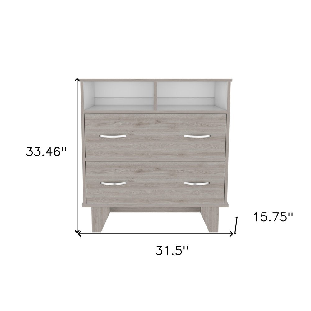 32" Light Gray Wood Two Drawer Dresser — view 7