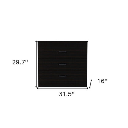 32" Black Wood Three Drawer Dresser