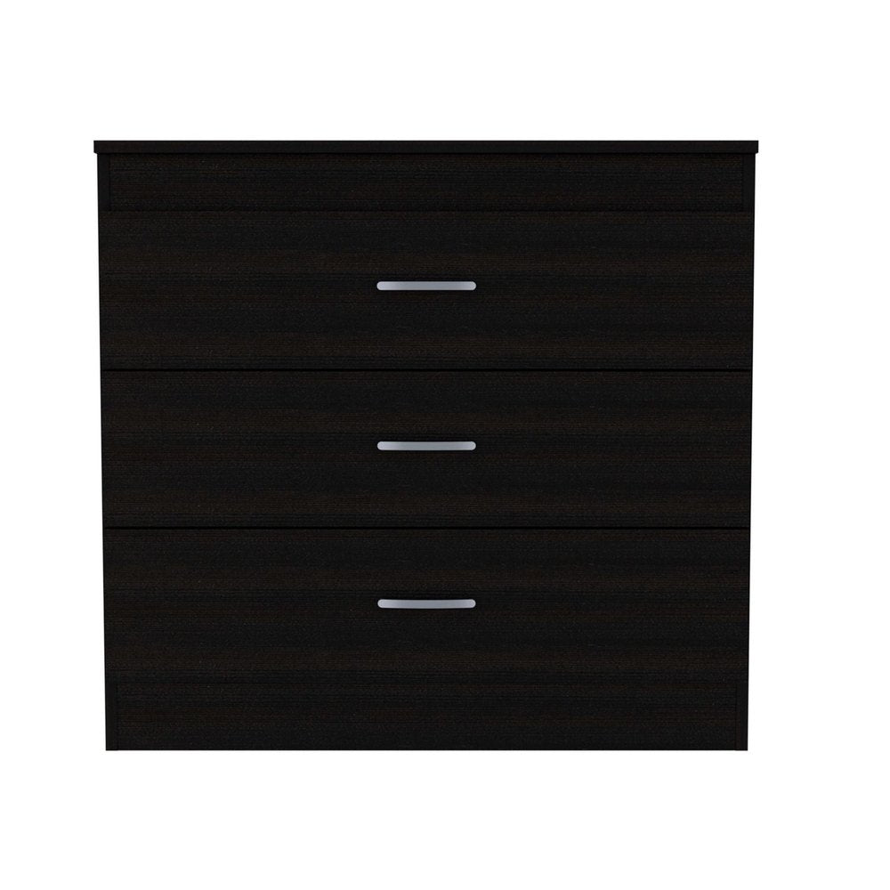 32" Black Wood Three Drawer Dresser — view 1