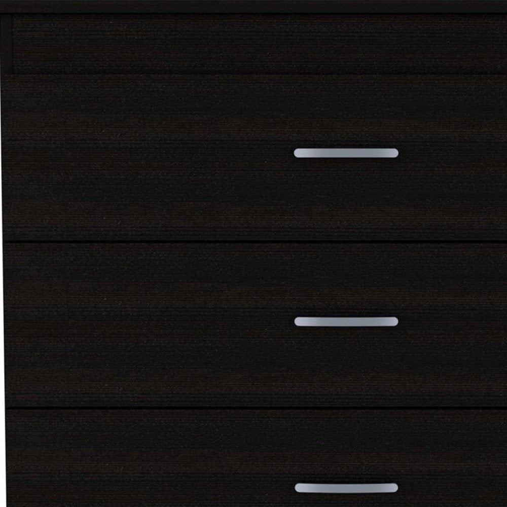 32" Black Wood Three Drawer Dresser — view 2