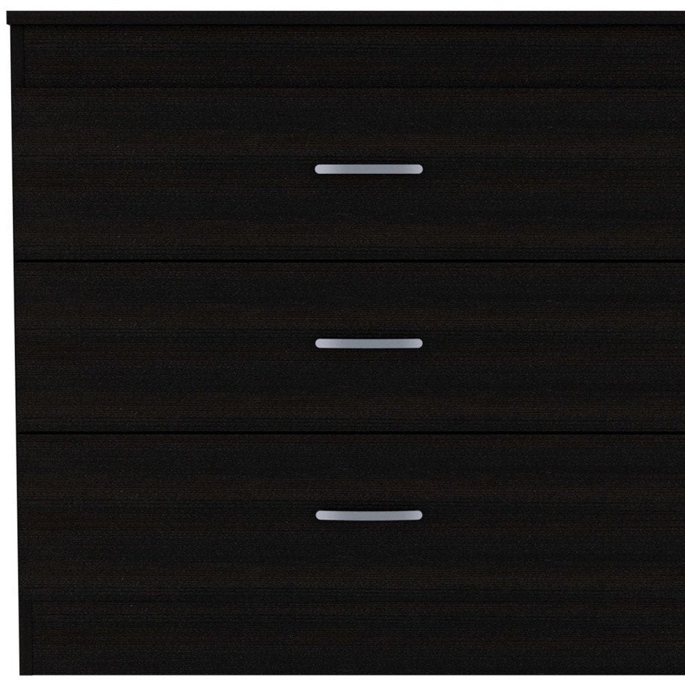 32" Black Wood Three Drawer Dresser — view 3