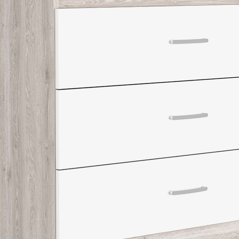 32" Gray And White Wood Three Drawer Dresser — view 8