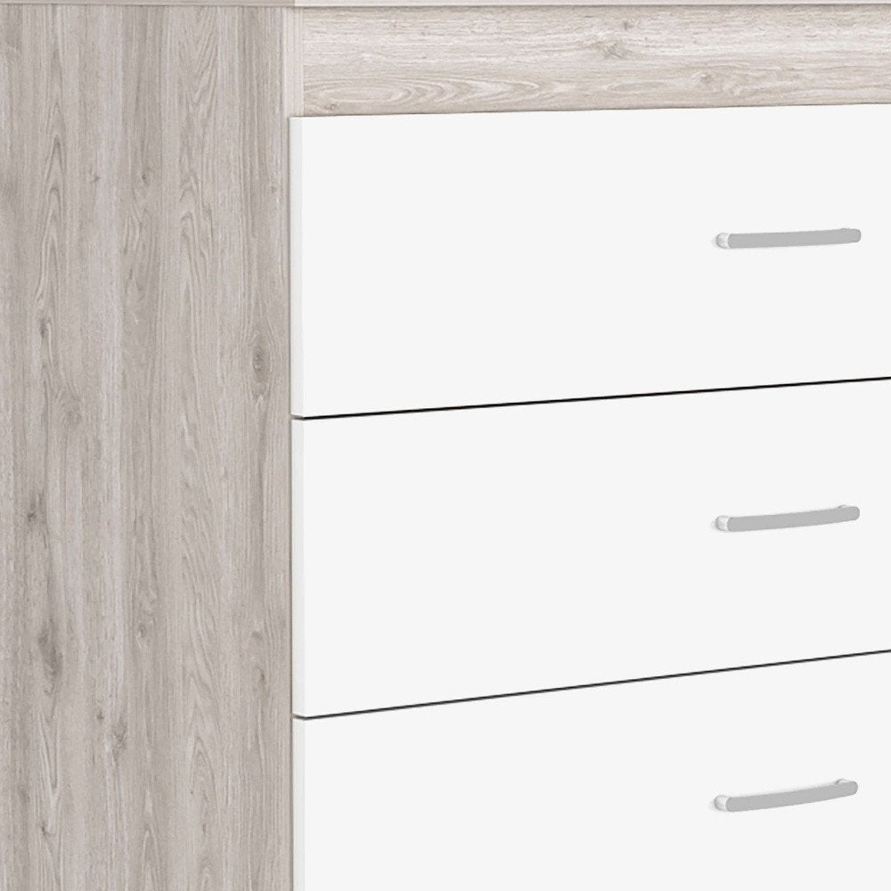 32" Gray And White Wood Three Drawer Dresser — view 3
