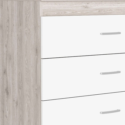 32" Gray And White Wood Three Drawer Dresser