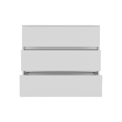 34" White Wood Three Drawer Dresser