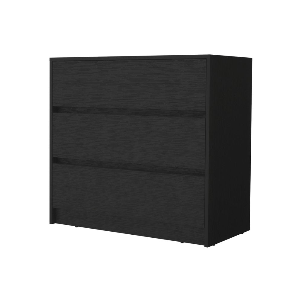34" Black Wood Three Drawer Dresser — view 5
