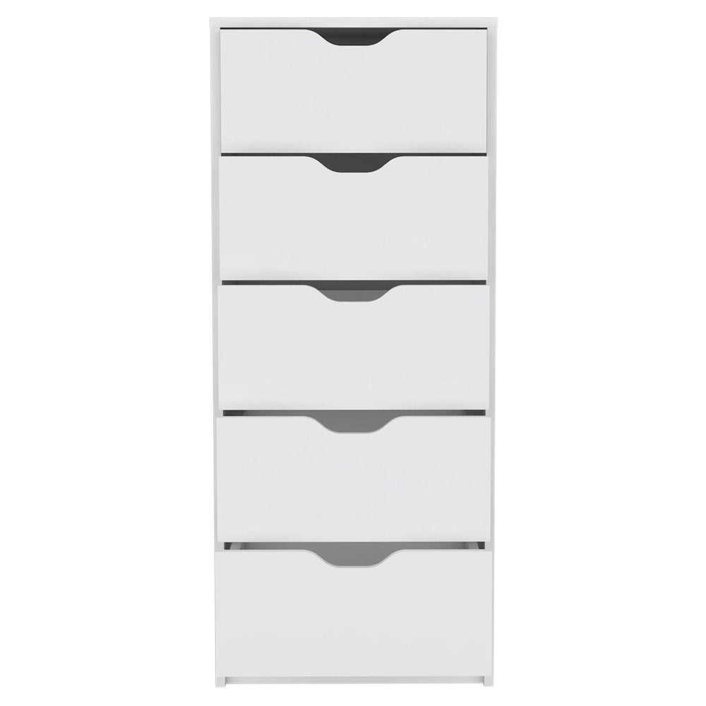 18" White Wood Five Drawer Dresser — view 6