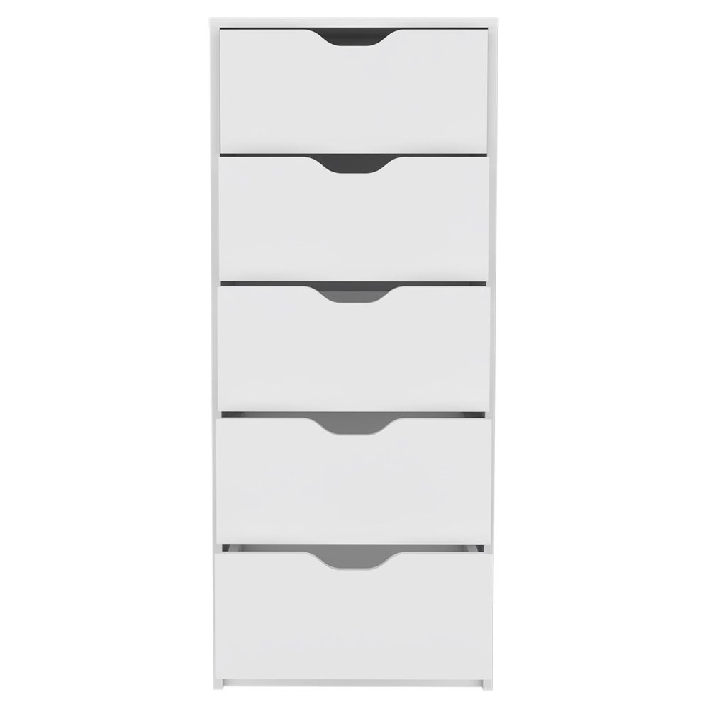 18" White Wood Five Drawer Dresser — view 1